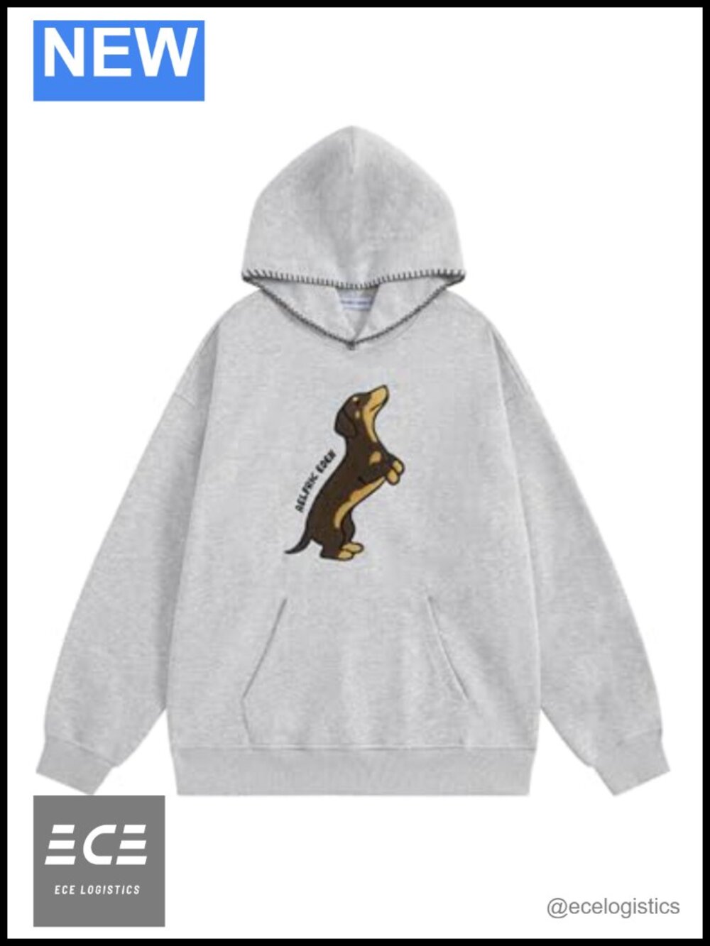 Oversized Dog Graphic Pullover Hoodie Unisex Streetwear Sweatshirt